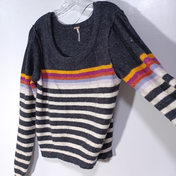Free People Complete Me Sweater In Multicolor Retro Stripes Size M Alpaca Blend - Picture 6 of 8
